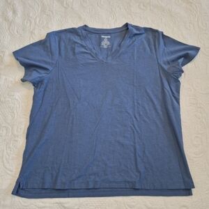 Bombas women's XL blue V neck short sleeve shirt VGUC